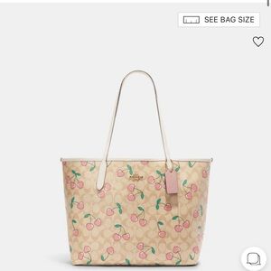 City Tote in signature canvas with heart Cherry print